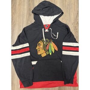 CCM Athletic Equipment Chicago Blackhawks NHL Lace Up Hoodie Jersey Men's XL‎